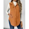 image:imageMakeMeChic Womens Maternity Vest Jacket Corduroy Sleeveless Button Down Jackets BlazerBrown