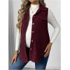 image:imageMakeMeChic Womens Maternity Vest Jacket Corduroy Sleeveless Button Down Jackets BlazerBurgundy