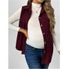 image:imageMakeMeChic Womens Maternity Vest Jacket Corduroy Sleeveless Button Down Jackets BlazerBurgundy