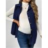 image:imageMakeMeChic Womens Maternity Vest Jacket Corduroy Sleeveless Button Down Jackets BlazerRoyal Blue