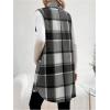 image:imageMakeMeChic Womens Maternity Vest Outerwear Plaid Print Collared Button Down Pregnancy Midi CoatBlack and White