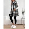 image:imageMakeMeChic Womens Maternity Vest Outerwear Plaid Print Collared Button Down Pregnancy Midi CoatBlack and White