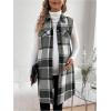 image:imageMakeMeChic Womens Maternity Vest Outerwear Plaid Print Collared Button Down Pregnancy Midi CoatBlack and White