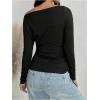 image:imageMakeMeChic Womens Off The Shoulder Maternity Tee Shirt Long Sleeve Asymmetrical Neck Ruched Pregnancy TopBlack