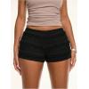 image:imageMakeMeChic Womens Ruffle Mini Shorts Crochet Layered Mesh Lace Micro ShortsBlack Solid