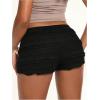 image:imageMakeMeChic Womens Ruffle Mini Shorts Crochet Layered Mesh Lace Micro ShortsBlack Solid