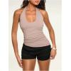 image:imageMakeMeChic Womens Ruffle Mini Shorts Crochet Layered Mesh Lace Micro ShortsBlack Solid