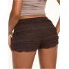 image:imageMakeMeChic Womens Ruffle Mini Shorts Crochet Layered Mesh Lace Micro ShortsBrown