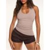 image:imageMakeMeChic Womens Ruffle Mini Shorts Crochet Layered Mesh Lace Micro ShortsBrown