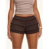 image:imageMakeMeChic Womens Ruffle Mini Shorts Crochet Layered Mesh Lace Micro ShortsBrown