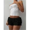 image:imageMakeMeChic Womens Ruffle Mini Shorts Crochet Layered Mesh Lace Micro ShortsMesh Black