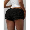 image:imageMakeMeChic Womens Ruffle Mini Shorts Crochet Layered Mesh Lace Micro ShortsMesh Black