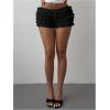image:imageMakeMeChic Womens Ruffle Mini Shorts Crochet Layered Mesh Lace Micro ShortsMesh Black