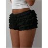 image:imageMakeMeChic Womens Ruffle Mini Shorts Crochet Layered Mesh Lace Micro ShortsMesh Black