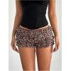 image:imageMakeMeChic Womens Ruffle Mini Shorts Crochet Layered Mesh Lace Micro ShortsMesh Leopard
