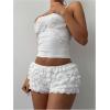 image:imageMakeMeChic Womens Ruffle Mini Shorts Crochet Layered Mesh Lace Micro ShortsMesh White Solid