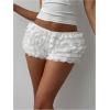image:imageMakeMeChic Womens Ruffle Mini Shorts Crochet Layered Mesh Lace Micro ShortsMesh White Solid