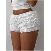 image:imageMakeMeChic Womens Ruffle Mini Shorts Crochet Layered Mesh Lace Micro ShortsMesh White Solid