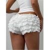 image:imageMakeMeChic Womens Ruffle Mini Shorts Crochet Layered Mesh Lace Micro ShortsMesh White Solid