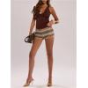image:imageMakeMeChic Womens Ruffle Mini Shorts Crochet Layered Mesh Lace Micro ShortsMulticolor