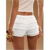 image:imageMakeMeChic Womens Ruffle Mini Shorts Crochet Layered Mesh Lace Micro ShortsSolid White