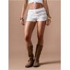 image:imageMakeMeChic Womens Ruffle Mini Shorts Crochet Layered Mesh Lace Micro ShortsWhite