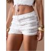image:imageMakeMeChic Womens Ruffle Mini Shorts Crochet Layered Mesh Lace Micro ShortsWhite