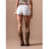 image:imageMakeMeChic Womens Ruffle Mini Shorts Crochet Layered Mesh Lace Micro ShortsWhite