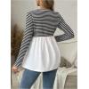 image:imageMakeMeChic Womens Spring Maternity Tops Striped Long Sleeve Flared Pregnancy Tee ShirtBlack and White