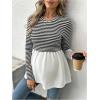 image:imageMakeMeChic Womens Spring Maternity Tops Striped Long Sleeve Flared Pregnancy Tee ShirtBlack and White