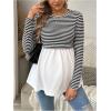 image:imageMakeMeChic Womens Spring Maternity Tops Striped Long Sleeve Flared Pregnancy Tee ShirtBlack and White