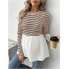 image:imageMakeMeChic Womens Spring Maternity Tops Striped Long Sleeve Flared Pregnancy Tee ShirtBrown