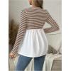 image:imageMakeMeChic Womens Spring Maternity Tops Striped Long Sleeve Flared Pregnancy Tee ShirtBrown