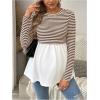 image:imageMakeMeChic Womens Spring Maternity Tops Striped Long Sleeve Flared Pregnancy Tee ShirtBrown