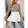 image:imageMakeMeChic Womens Spring Maternity Tops Striped Long Sleeve Flared Pregnancy Tee ShirtBrown