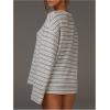 image:imageMakeMeChic Womens Striped Lounge Set 2 Piece Outfits Long Sleeve Tops Mini Shorts Sets LoungewearMulticolor