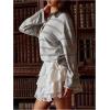 image:imageMakeMeChic Womens Striped Rugby Shirt Collared Long Sleeve Preppy Tee TopsMulticolor