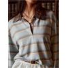 image:imageMakeMeChic Womens Striped Rugby Shirt Collared Long Sleeve Preppy Tee TopsMulticolor