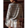 image:imageMakeMeChic Womens Striped Rugby Shirt Collared Long Sleeve Preppy Tee TopsMulticolor