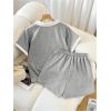 image:imageMakeMeChic Womens Summer 2 Piece Outfits Short Sleeve Collared Golf Shirt and Shorts SetGrey
