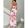 image:imageMakeMeChic Womens Summer 2 Piece Sets Floral Open Back Halter Crop Tank Top Flare Maxi Skirt SetWhite
