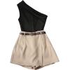 image:imageMakeMeChic Womens Summer 2 Piece Sets One Shoulder Ruched Sleeveless Tank Tops Wrap Skort Shorts SetKhaki Black