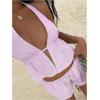 image:imageMakeMeChic Womens Summer 2 Piece Sets Striped Open Back Halter Tank Top Boxer Shorts SetPink