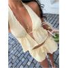 image:imageMakeMeChic Womens Summer 2 Piece Sets Striped Open Back Halter Tank Top Boxer Shorts SetYellow