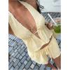 image:imageMakeMeChic Womens Summer 2 Piece Sets Striped Open Back Halter Tank Top Boxer Shorts SetYellow