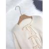 image:imageMakeMeChic Womens Tie Front Sweater Cardigan Crew Neck Long Sleeve Lightweight OuterwearApricot