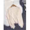 image:imageMakeMeChic Womens Tie Front Sweater Cardigan Crew Neck Long Sleeve Lightweight OuterwearApricot