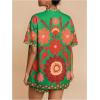 image:imageMakeMeChic Womens Tropical Beach Vacation Outfits Summer Two Piece Sets Boho Floral Kimono Tops and Shorts SetGreen