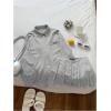 image:imageMakeMeChic Womens Two Piece Fall Outfit Striped Button Down Shirt and Pleated Skirt Matching SetBlack and White