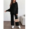 image:imageMakeMeChic Womens Two Piece Sets Crew Neck Dolman Sleeve Tie Front Tops and Pants Pregnancy OutfitBlack